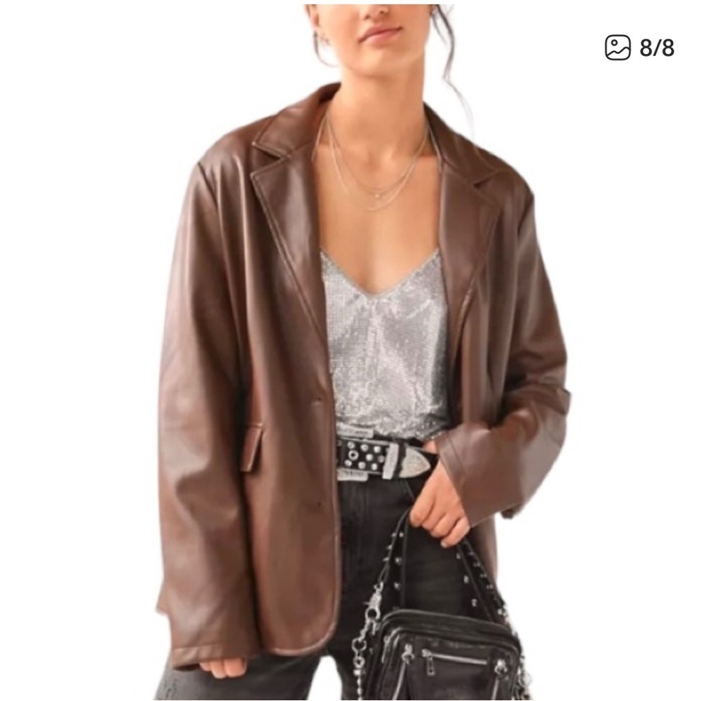 NWOT Urban Outfitters Jules Faux Leather Blazer Medium